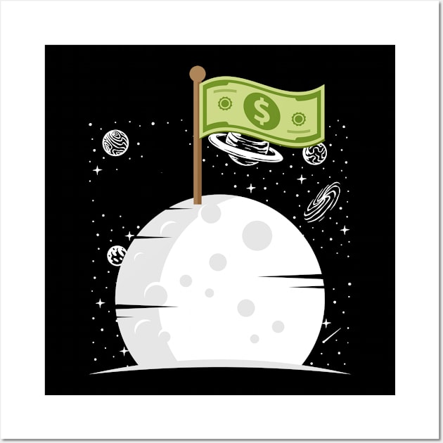 Space Money – Dollar Sign On A Moon Surface Space Lover Wall Art by YouareweirdIlikeyou